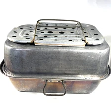 Wear Ever Covered Vented Roasting Pan With Rack #2624 Vintage USA 3 pcs Aluminum