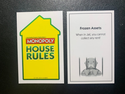 Monopoly     House Rules   FROZEN ASSETS   2014  Replacement Game Card