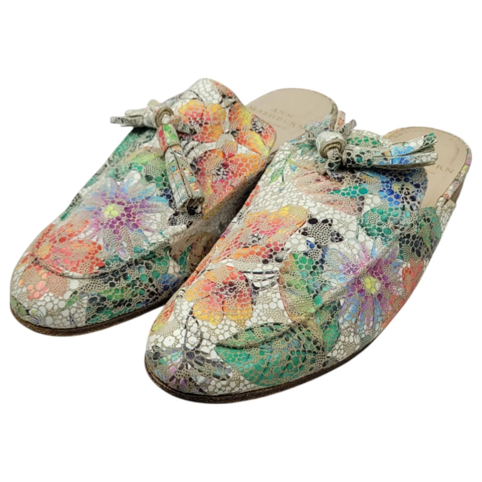 Mocasín plano Ann Mashburn colorido floral con borla sin cordones para mujer 8 EU 38 cuero