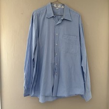 VTG Valentino Uomo Mens Button Down Dress Shirt Size 17.5 / 36 Blue Striped