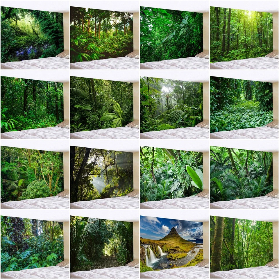 Large Lush Tropical Rainforest Wall Hanging Tapestry Decor Art Bedroom Backdrop - Image 2 of 2