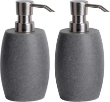 Sandstone Textured Resin Soap Dispenser with Metallic Pump and Waterproof Bot...