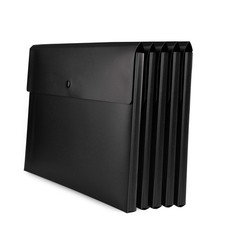 VANRA Expanding Poly File Jacket Filing Envelope Folder Pack of 5, Black