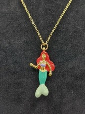Ariel Little Mermaid Official Disney 20" Necklace Gold Tone  Enamel