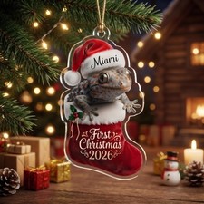 Personalized Gecko First Christmas Ornament, Acrylic Reptile Keepsake Gift 2026