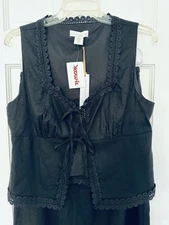 House of Harlow 1960 Black Two-Piece Top and Maxi Skirt w Lace Detail Size M