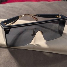 DiorClub M1U Shield Sunglasses Blue Metal Gray Tinted W/ Tree Images