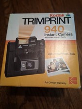 Vintage Kodak Trimprint 940 Instant Camera w/ Extra Model B Flash Original Box