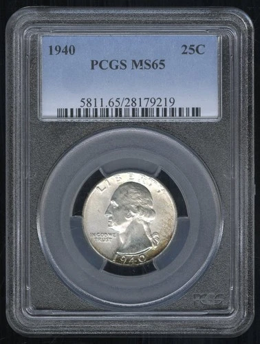 US Coin 1940  Washington Silver Quarter PCGS MS65 25C NO RESERVE!