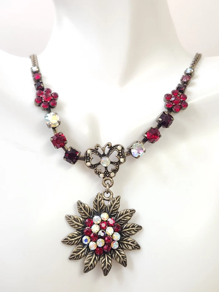 Cookie Lee бронзовый красный и прозрачный камень цветок медальон бабочка Y-капля ожерелье - Изображение 4 из 4