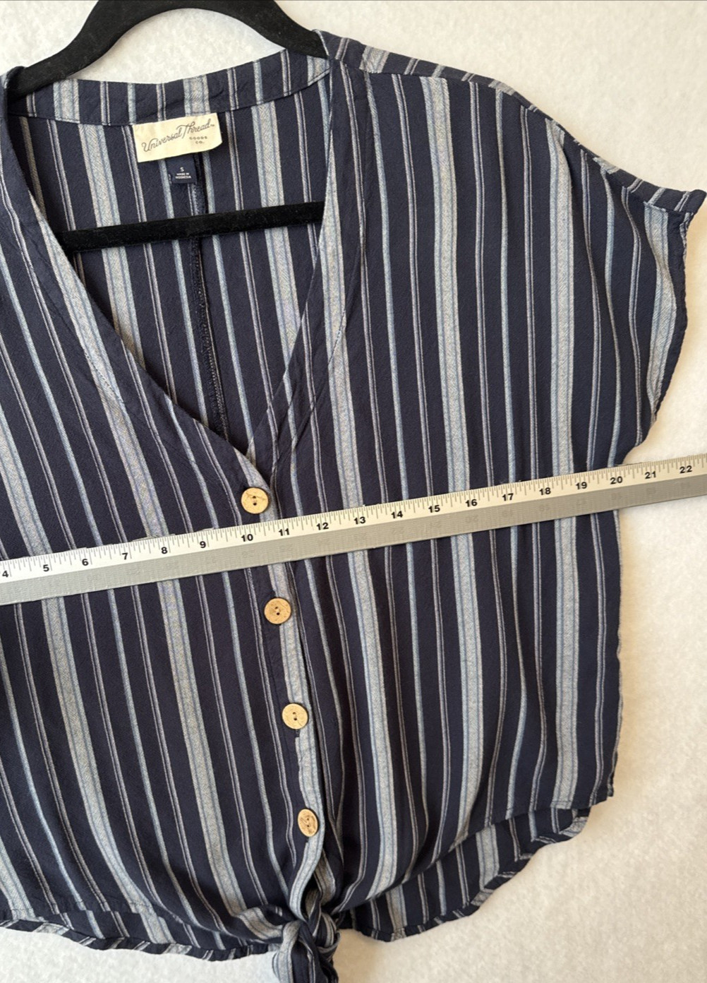 Universal Thread Navy Blue Striped Button Tie Fro… - image 5