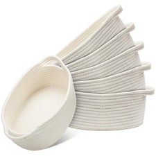 6 Pcs Small Woven Basket 12 x 8 x 5 Empty Gift, Cotton Rope Storage, Decorati...