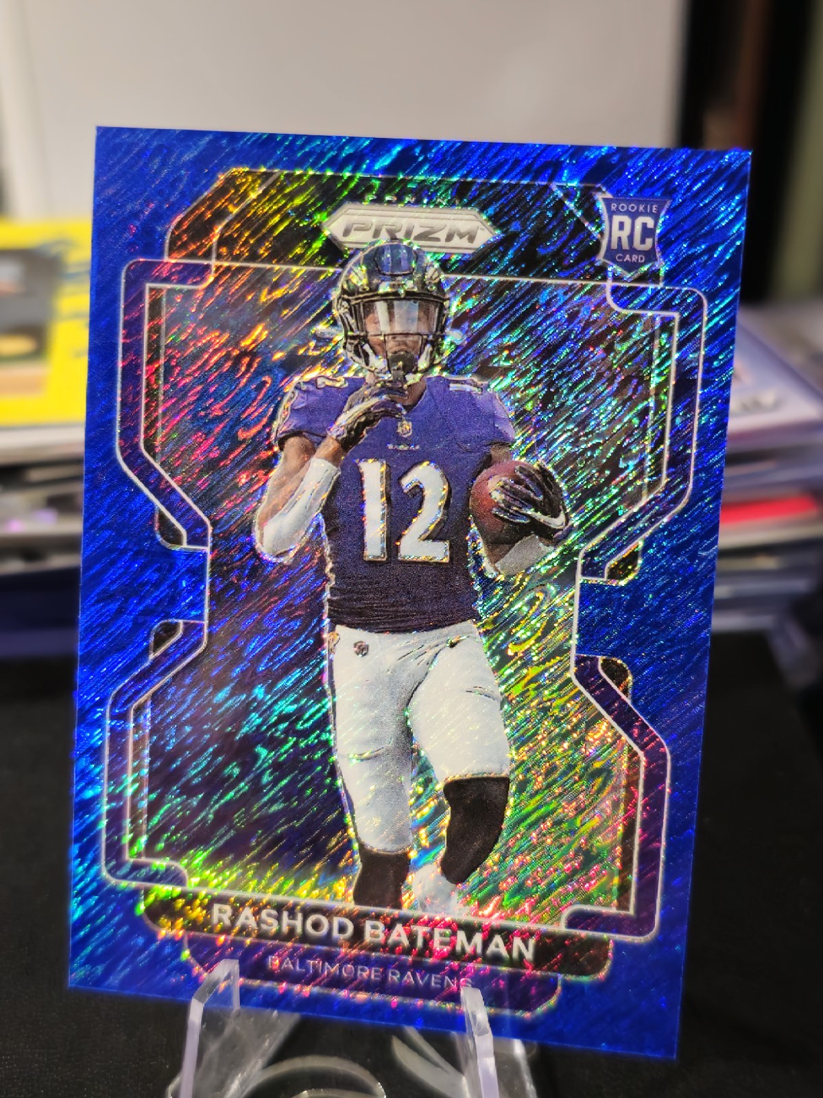 2021 Panini Prizm Blue Shimmer Prizm #340 Rashod Bateman RC #15/25 🔥Ravens