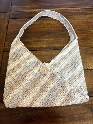 Handmade Crochet Tan Cream Bag Purse for Women Shoulder Bag