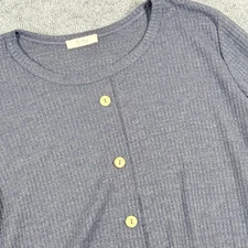 Stage Sweater Womens Medium Blue Button Front Bell Sleeve Tie Front Made USA Top