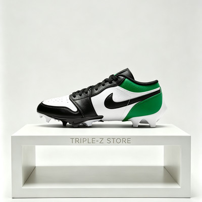 Jordan 1 Low TD Football Cleat Black Lucky Green White Men's | Size 7 - 16