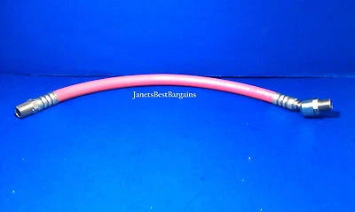 CONTINENTAL CONTECH USA USA Made Continental Red Rubber 1/4" 1 Foot Pigtail Air Hose Whip w/ Ball Swivel