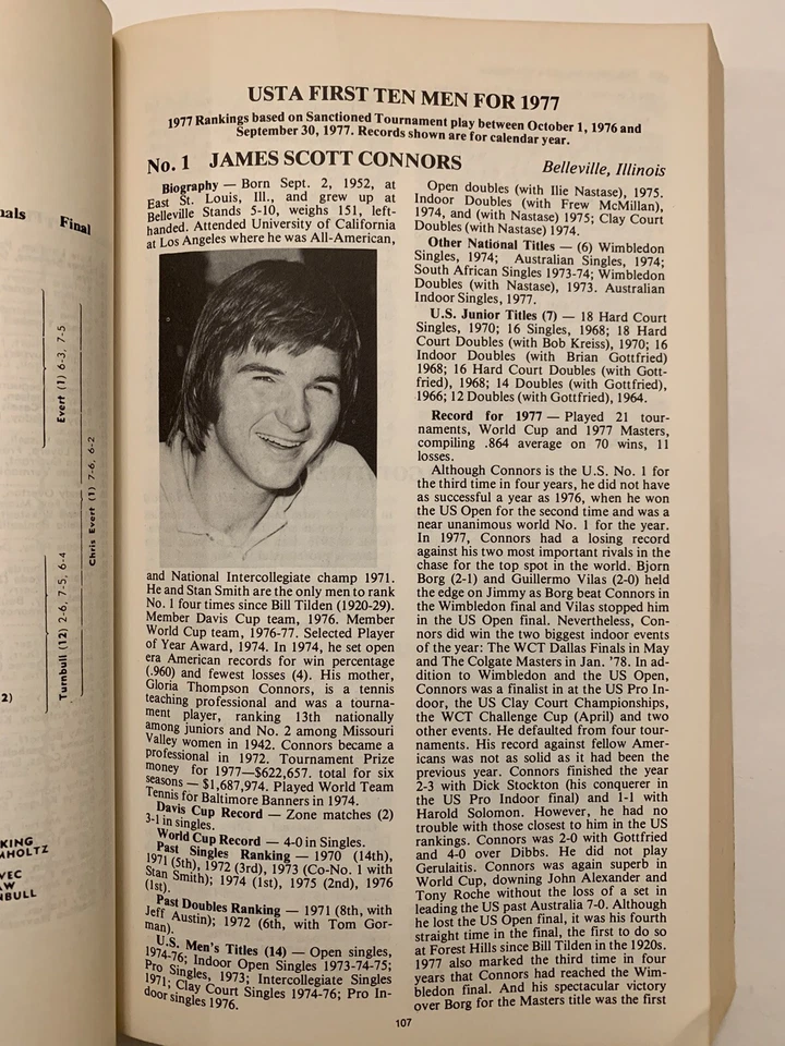 Anuario Oficial de Tenis de la USTA - Edición 1978 Jimmy Connors en portada muy raro Foto 4 de 4