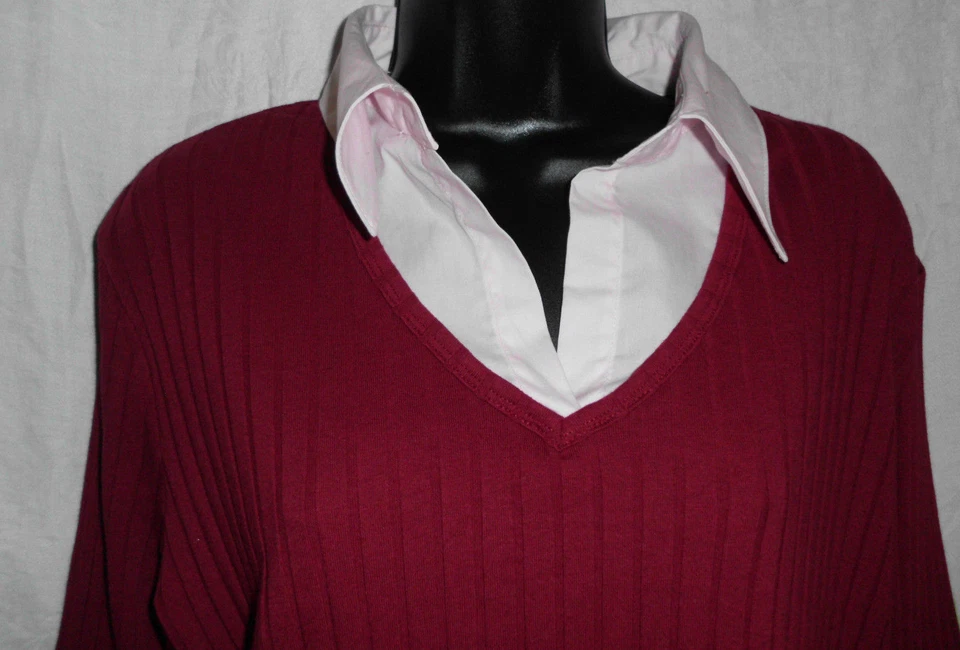 Vintage Anxiety Mock Layer Sweater Size 1 XL Junior NWT Blend 3/4 Sleeve Novelty - Image 3 of 4