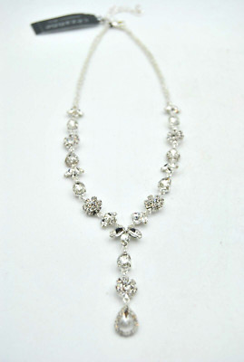CEZANNE Sensitive Skin Silver Tone Crystal Rhinestone 3 drop pend Necklace 20 in