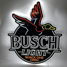Flying Duck Quack One Open Hunters Beer Lager 20" Vivid LED Neon Sign Wall Decor