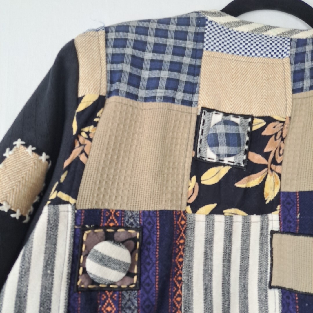 Vtg Stonebridge Petite L Jacket Patchwork Button … - image 11