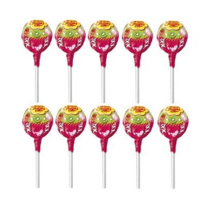 904196 10 X CHUPA CHUPS XXL TRIO 3 IN 1 W BUBBLE GUM INDIVIDUAL LOLLIPOP LOLLY