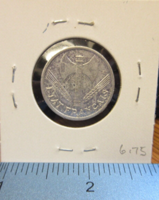 Monnaie France 1 Franc Francisque 1944 C, Aluminium, Poids Léger (1.30g), état TTB