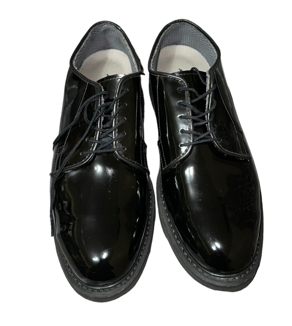 BATES LITES MILITARY DRESS SHOES MANS BLACK HIGH GLOS… Gem