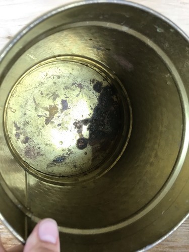 Vintage Brass Hammered Design Planter Flower Pot 6.5x7" Patina - Picture 8 of 12
