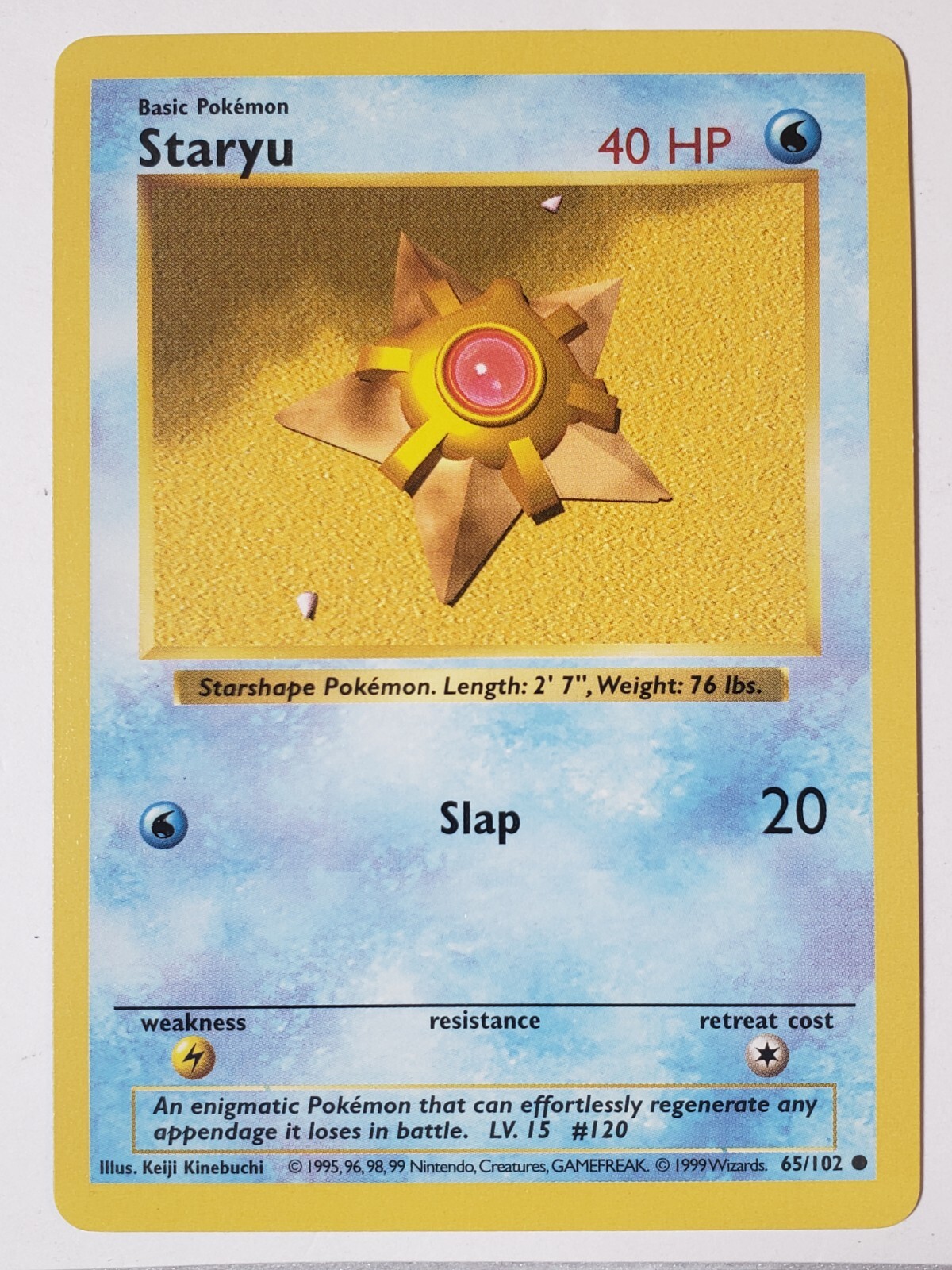 SHADOWLESS Staryu 65/102 NM - 1999 Base Pokemon Card $2 Combined Shipping