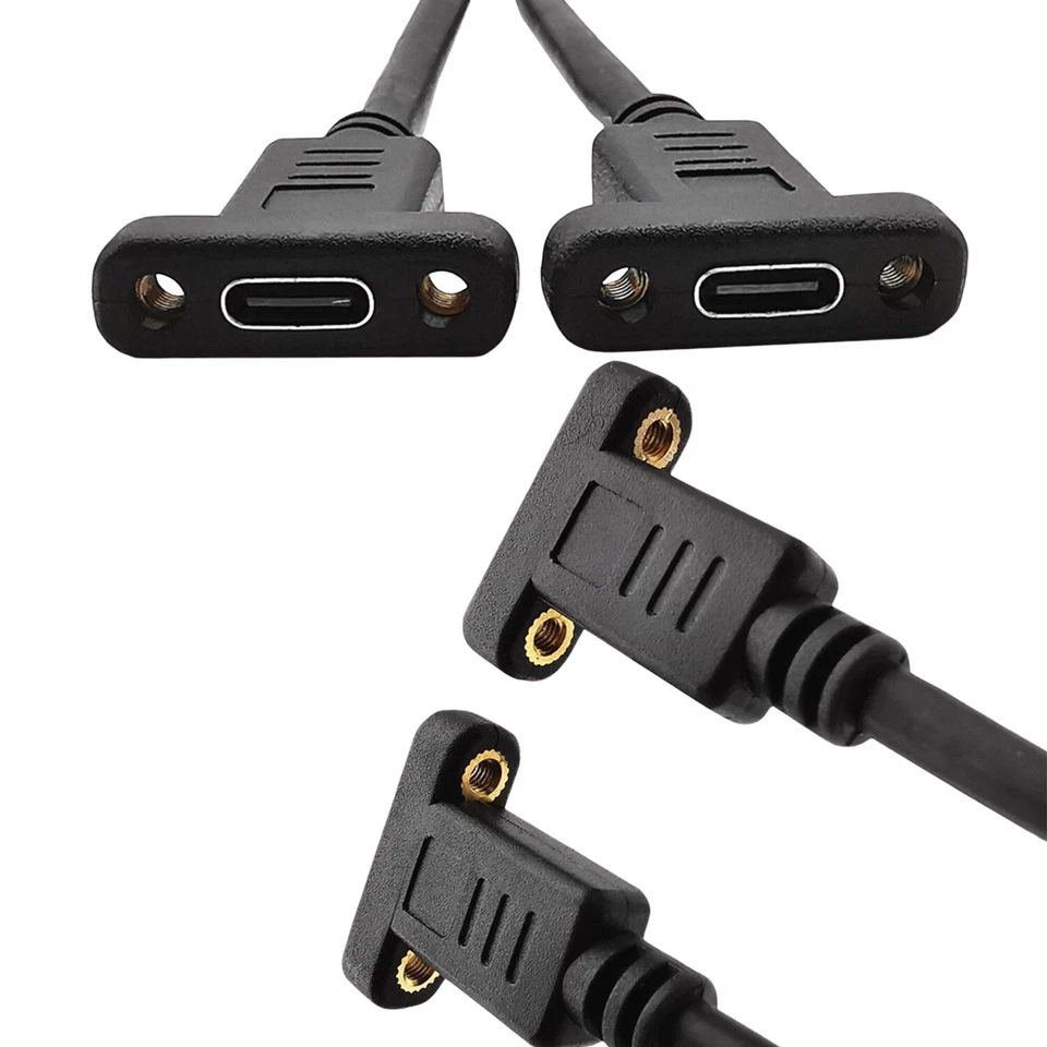 USB 3.1 C Female Socket Panel Mount to Female Screw Hole Extension Adapter Cable - Image 2 of 4