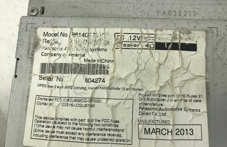 2013-2014 Toyota Avalon AM FM CD MP3-плеер радио дисплей приемник - Изображение 3 из 3