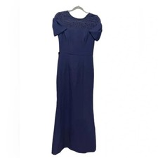 JS COLLECTIONS Blue Annalise Bow Mermaid Gown