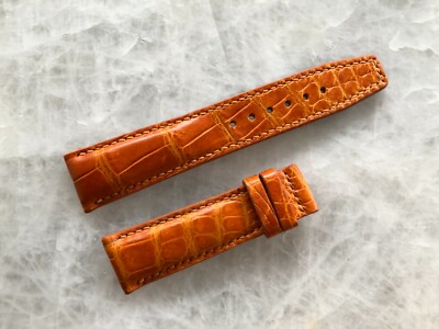 21mm/18mm Cognac Alligator Crocodile Embossed Leather Watch Strap Band