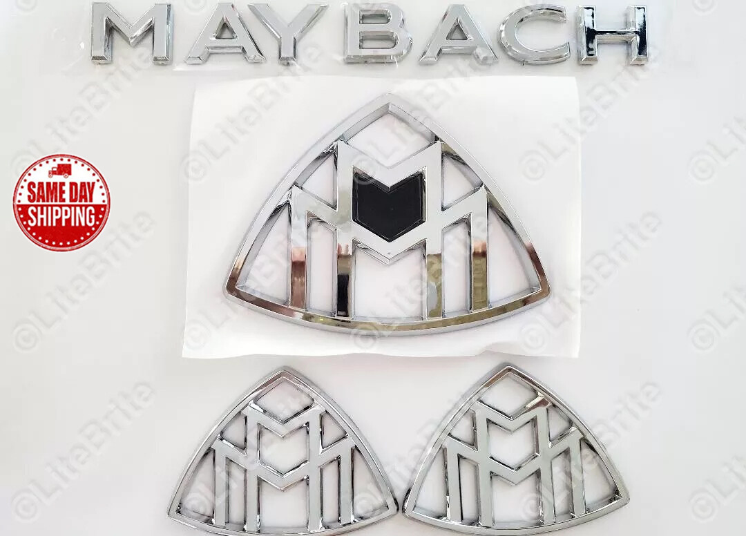 4Pcs OE Bright Silver Side Rear Badge Maybach Letter Emblem FOR Mercedes W222
