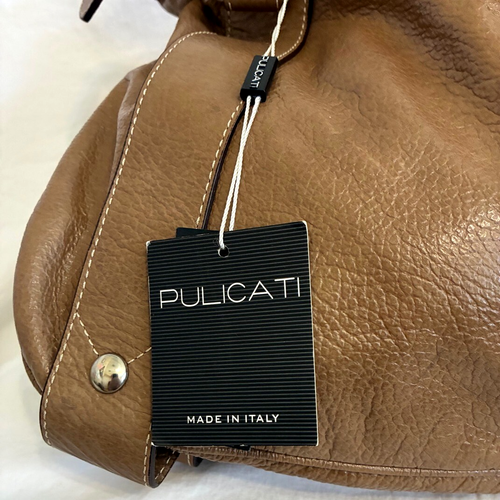 NEW Pulicati Brown Pebbled Leather Satchel, Shoulder Bag, Purse ID 452 - Picture 5 of 17