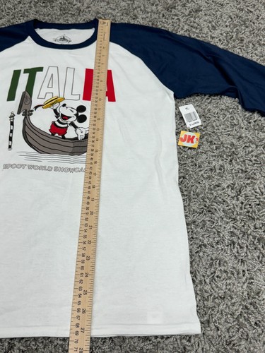NUOVA Camicia Disney Adulto XL Bianca Blu Epcot Italia Topolino World Show Case - Foto 5 di 8