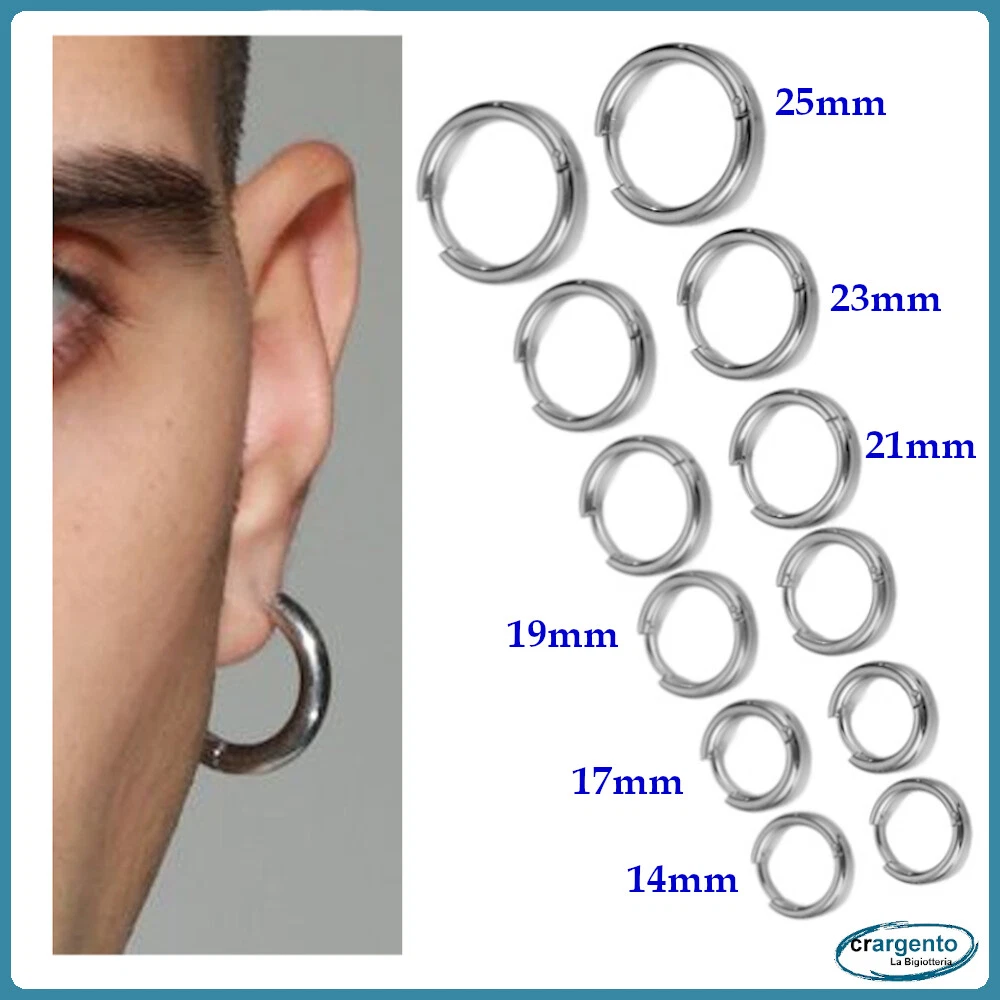 CUHZA Orecchini A Cerchio In Acciaio Inox – 2 Paia (13mm) Con Zirconia Bianca E Nera – Ipoallergenici
