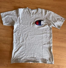 Champion Mens Size L Big C Logo T-Shirt Embroidered - Runs Like M