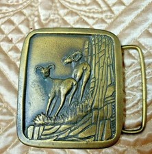 Big Horn Sheep Ram Rams Indiana Metal Craft Buckle 1976