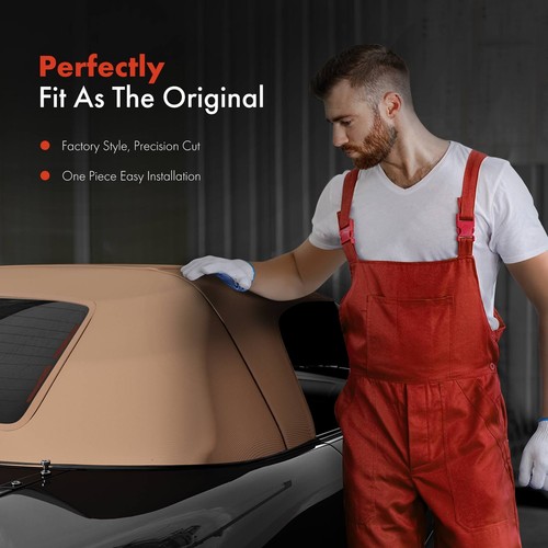 Tan Convertible Soft Top with Clear Plastic Window for BMW E30 E36 318i 325i - Picture 6 of 9
