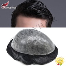 Mens Toupee Human Hair System Replacement Unit Injection Skin Pu Hairpieces Wigs
