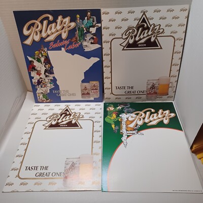 Vintage Blatz Beer Advertising Signs Lot Of 4. Very Rare! New Old Stock