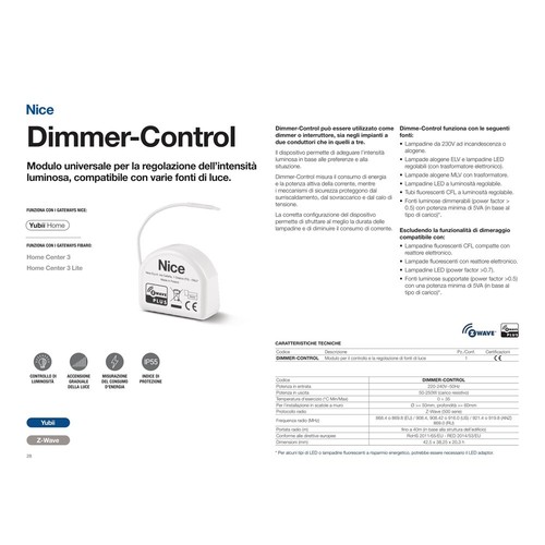 Nice Dimmer Control smart 868.4 MHZ interfaccia Z-Wave regolazione Luminosità - Foto 2 di 2