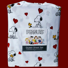 Peanuts Snoopy 4-Piece Queen Size Bed Sheet Set by Berkshire Hearts Cartoon NEW