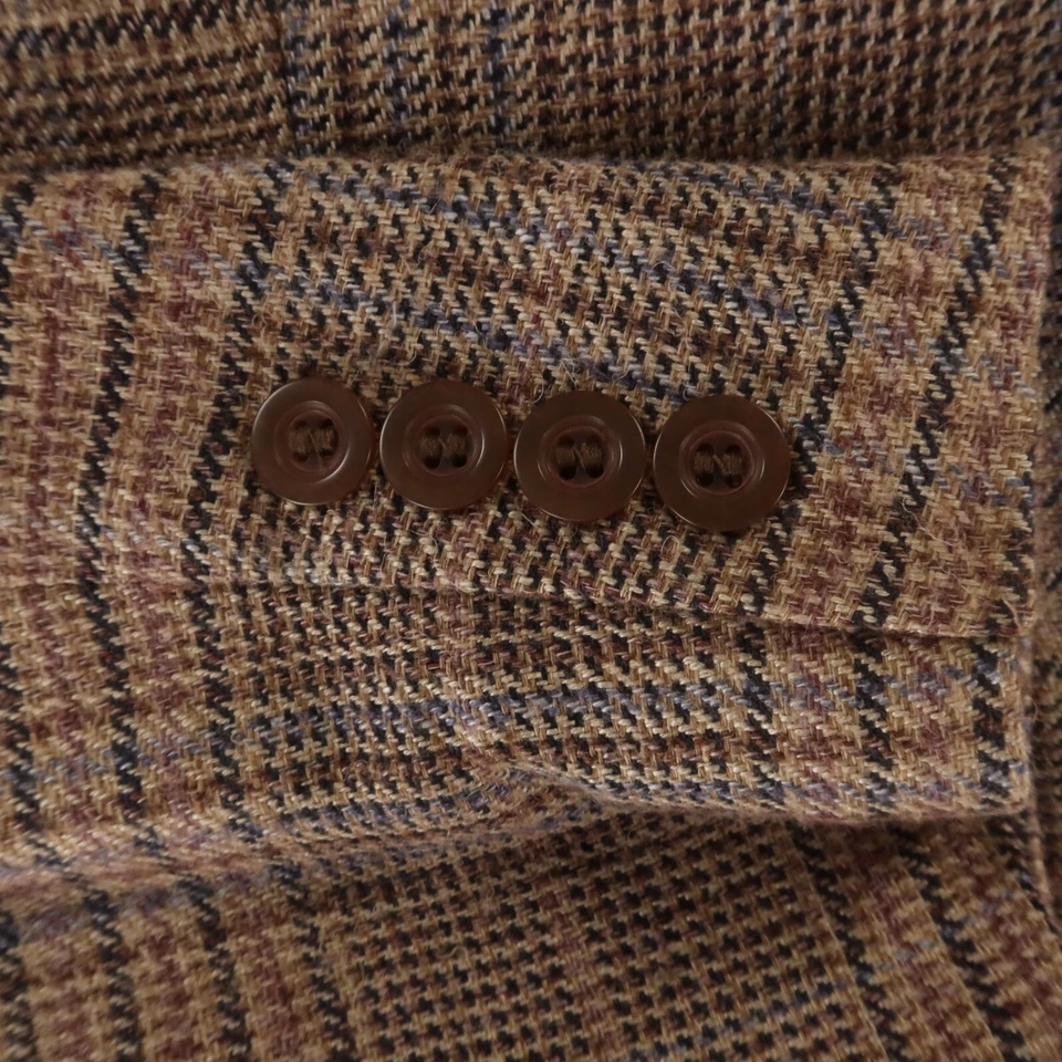 Chaqueta Tweed M MT Marrón Príncipe de Gales Cuadros Glen Seda Lana Blazer 42L Foto 4 de 4