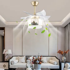 Modern Chandelier Ceiling Fan Light LED Hanging Light Fixture with Remote
