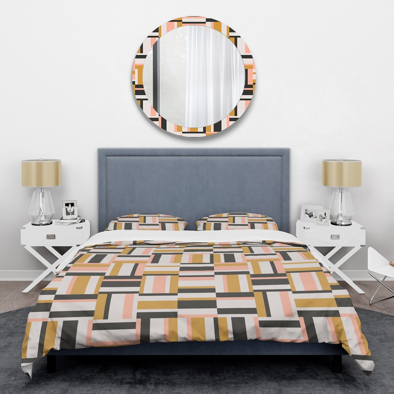 Designart 'Abstract Retro Geometric IX' Mid-Century Duvet