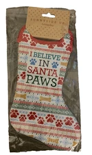 Sunnyside Up I Believe in Santa Paws Holiday Bag Dog Stocking About Face Design
